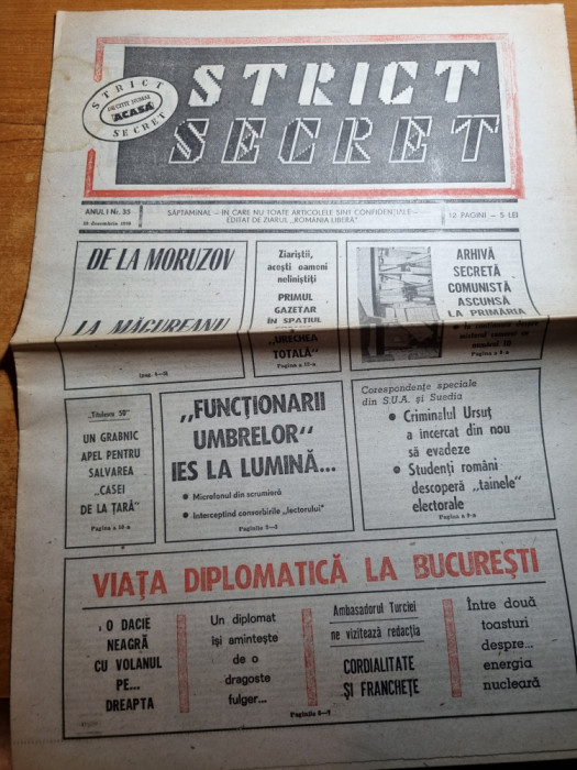 strict secret 18 decembrie 1990