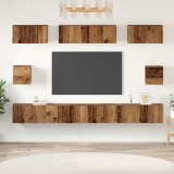 vidaXL Set dulap TV cu raft Pe perete Altele 8 pcs Lemn vechi Mediu 30.5 x 30 x 30 cm