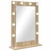 Oglinda Toaleta vidaXL Stejar Sonoma 70x50 cm cu LED, Bej, Montare Perete, Machiaj, Dormitor/Baie