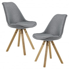 Set design doua scaune Annika 85 x 48,5 cm, poliester/lemn de fag, gri foto