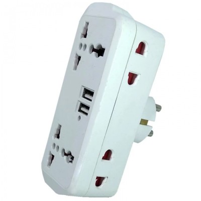 Priza Multipla 6in1, 2 Port USB ,100-250V 10A/13A, Alb, 12 cm foto