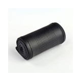 Husa volan cusuta cu ac si ata, imitatie piele perforata, M 37&ndash;38 cm, negru