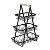 Cos fructe 3 etaje metal si lemn, organizator bucatarie