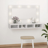 Dulap cu oglinda si LED, alb, 90x31,5x62 cm GartenMobel Dekor, vidaXL