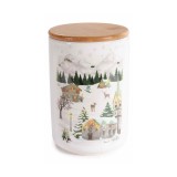 Borcan Craciun lemn ceramica multicolora &Oslash; 10 cm x 15,5 H