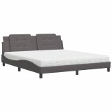 Cumpara ieftin Pat cu saltea, Zadar, gri, 180x200 cm, piele ecologica