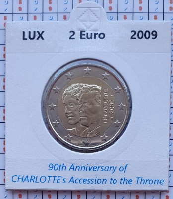 Luxembourg 2 euro 2009 UNC - Charlotte - km 106 - cartonas personalizat D12501 foto