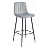 Scaun de bucatarie/bar, Artool, Pozza, catifea, otel, argintiu si negru, 43x35x104 cm, Leobert