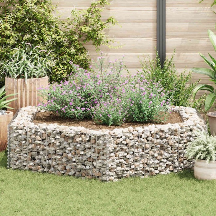 vidaXL Strat &icirc;nălțat gabion hexagonal, 200 x 173 x 40 cm