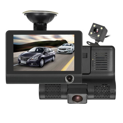 Camera auto DVR, 3 camere incluse, fata, spate si interior, ecran 4 inch foto