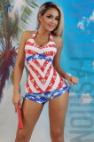 SW2001RR-43 Costum de baie tankini cu print american, S/M