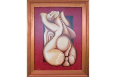 După Archipenko: Genesis &ndash; nud modernist, ulei pe panou, semnat Archipenko (cca. 1970)