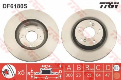 Disc frana HONDA CIVIC VIII Hatchback (FN, FK) (2005 - 2012) TRW DF6180S foto