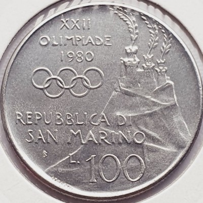 2664 San Marino 100 Lire 1980 Olympics &amp;ndash; Archery km 108 foto