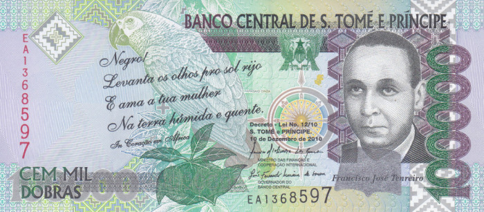 Bancnota Sao Tome si Principe 100.000 Dobras 2010 - P69b UNC