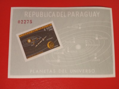 PARAGUAY, SPACE - COLIȚĂ IMPERF. MNH foto