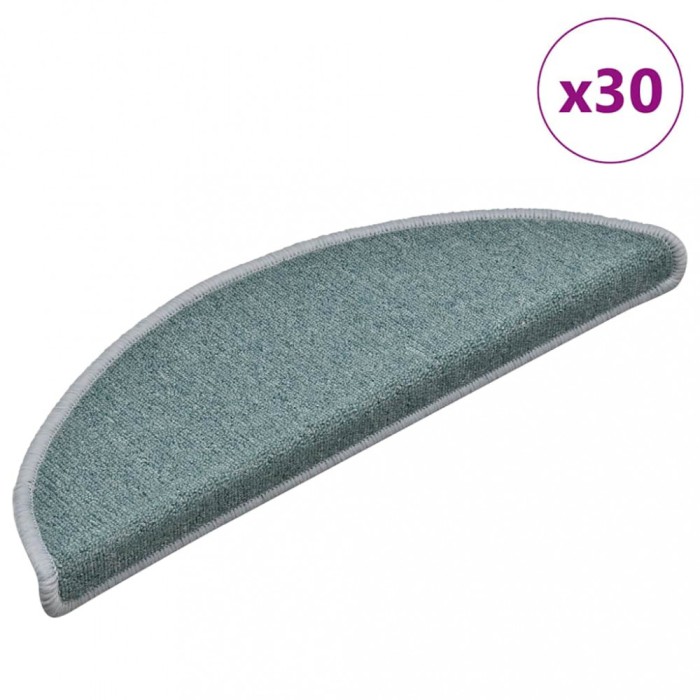 vidaXL Covorașe scări, 30 buc., 56x17x3 cm, albastru marin, semirotunde 3365742