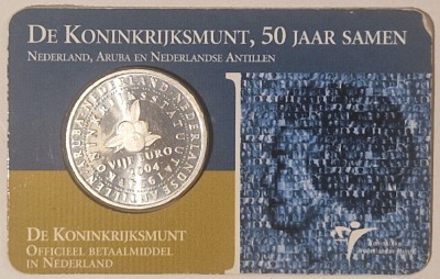 Olanda, Netherlands, 5 euro 2004, KM#253, argint, comemorativa, CARD foto