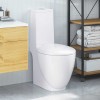 Vas WC toaletă de baie, alb, ceramică, rotund, flux inferior