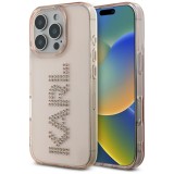 Husa iPhone 16 Pro Max Karl Lagerfeld IML Rhinestones, Pink Logo, KLHCP16XHKLSTDCP