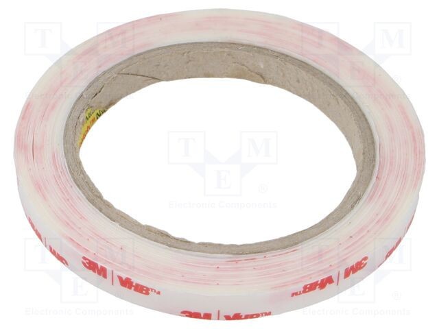 Bandă de fixare 3M, 9mm x 5,5m, acril albă, rezistentă la temperaturi -35&divide;90&deg;C