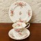 SET 3 PIESE DIN PORTELAN FIN ENGLEZESC- ROYAL ALBERT- BONE CHINA- &quot;MOSS ROSE&quot;