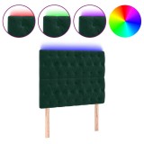 Cumpara ieftin Tablie de pat cu LED, verde inchis, 100x7x118/128 cm, catifea