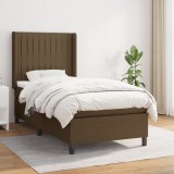 Gossi pat box spring cu saltea, maro inchis, 80x200 cm, textil