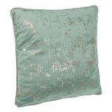 Perna Decorativa de Iarna Verde Menta Velvet Model cu Folie Aurie 45x45 cm