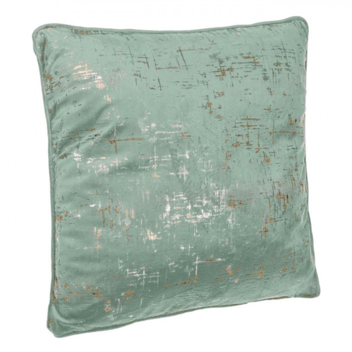 Perna Decorativa de Iarna Verde Menta Velvet Model cu Folie Aurie 45x45 cm