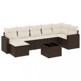Cumpara ieftin Set canapele de gradina cu perne, 8 piese, maro, poliratan