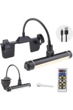 Lămpi LED HONWELL fără fir pentru tablouri cu telecomandă, cap rotativ, 3 moduri de iluminare, lumină de afișaj pentru țintă de darts, negru