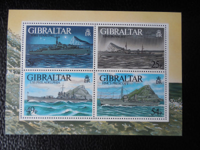 Gibraltat-Nave militare,Navigatie-bloc-nestampilat foto