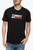 Cumpara ieftin Tricou barbati cu imprimeu cu logo Tommy Jeans din bumbac organic negru, L