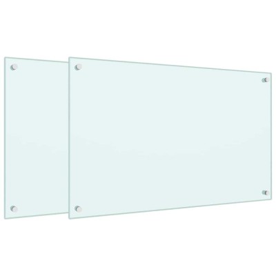 vidaXL Panou antistropi bucătărie 2 buc. alb 80x50cm sticlă securizată 3315787 foto