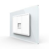 Cumpara ieftin Priza telefon Livolo alba cu rama din sticla pentru interior