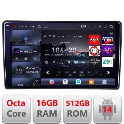 Navigatie universala 2din-2 8 core QLED 2K 16+512 360 Android Waze USB Navigatie Internet Youtube Radio Edotec CarStore Technology