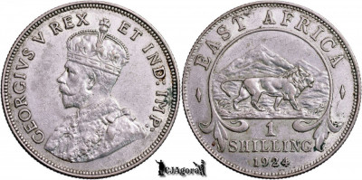 1924, 1 Shilling - George al V-lea - Africa de Est Britanică | KM 21 foto