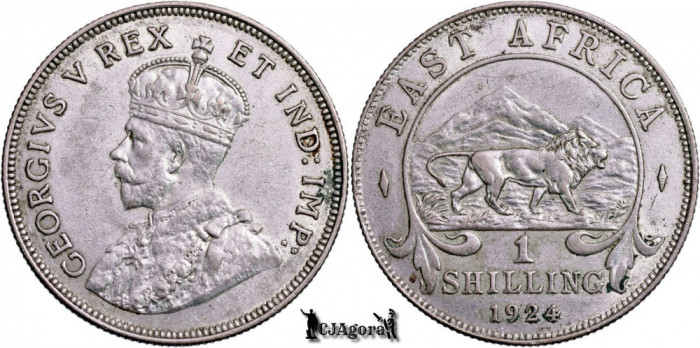 1924, 1 Shilling - George al V-lea - Africa de Est Britanică | KM 21