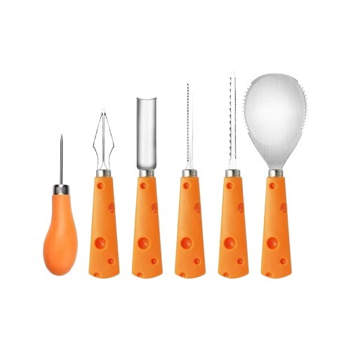 Set 3 piese pentru modelat sau sculptat dovleci, metal, plastic, argintiu, portocaliu