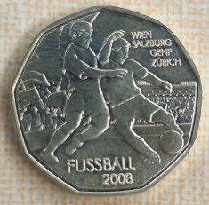 (A1026) MONEDA DIN ARGINT AUSTRIA - 5 EURO 2008, C.E. FOTBAL 2008, KM3163 foto