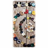 Husa silicon pentru Huawei P9, Colorful Buttons Spiral Wood Deck