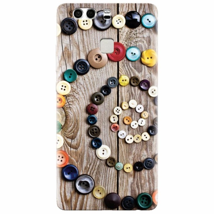 Husa silicon pentru Huawei P9 Plus, Colorful Buttons Spiral Wood Deck