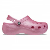 Saboți Crocs Women&#039;s Classic Platform Glitter Clog Roz - Pink Tweed