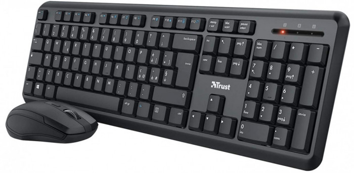 Set tastatura si mouse fara fir Trust Ymo pentru Windows Linux, Silentios, PC Laptop, Negru - RESIGILAT