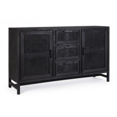 Comoda lemn mango gri antracit 2 usi 3 sertare Weston 150x40x90 cm