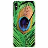 Husa silicon pentru Apple Iphone XS Max, Peacock Feather Green Blue