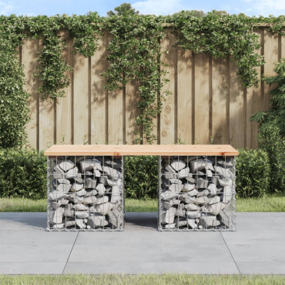 vidaXL Bancă de grădină, design gabion, 103x44x42cm, lemn masiv de pin 834338 foto