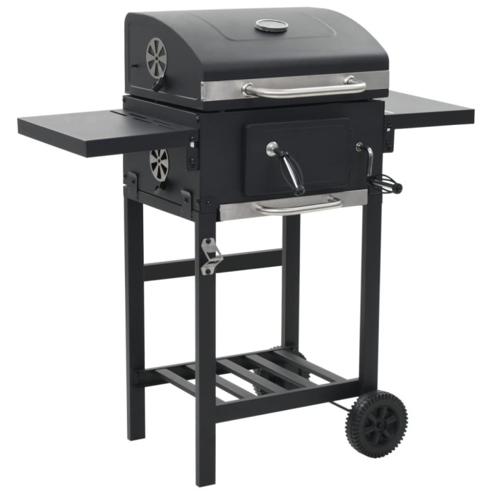 Gratar barbecue cu carbuni, raft inferior, negru GartenMobel Dekor