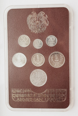 M01 Armenia set monetarie 7 monede 1994 10, 20, 50 luma 1, 3, 5, 10 Dram (brown) foto